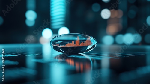 Futuristic Capsule with Data Visualization on Digital Background