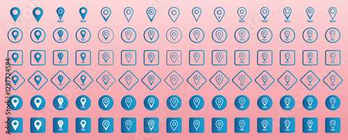 Set of location icon. Fill and line location icon set. Location icon illustration, Map pin. gps. Place marker. GPS location symbol collection. Set of map pin location icons. Modern map markers.