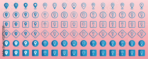 Set of Location Icon. Map pin icon. location pin place marker. Map marker pointer icon set. Location icons. GPS location symbol collection. Modern map markers. Vector illustration