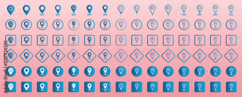 Set of point location icon line and fill art design. location vector icon set. point illustration sign collection. position symbol. place logo. Location map pin icons set. Vector illustration