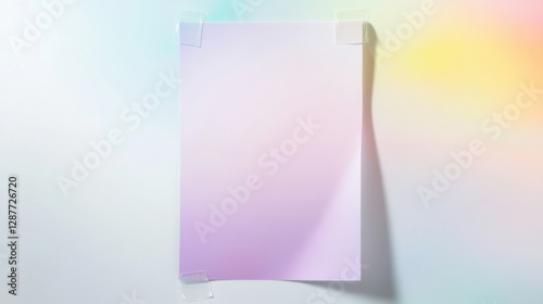 Soft pastel gradient paper hanging on a wall illuminated by gentle light during a calm afternoon photo