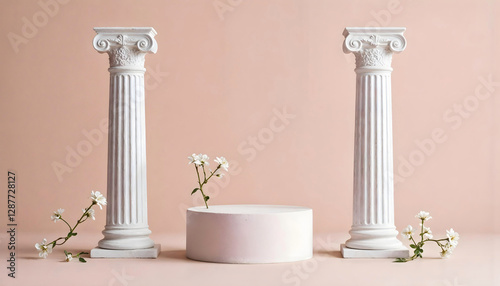 Fototapeta Naklejka Na Ścianę i Meble -  Product  Showcase podiums with classic column with a column