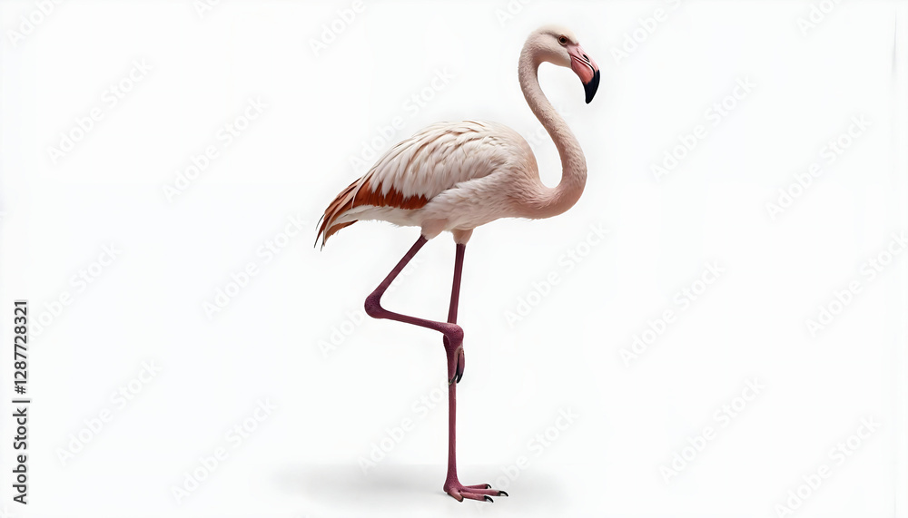 Fototapeta premium pink flamingo on white background