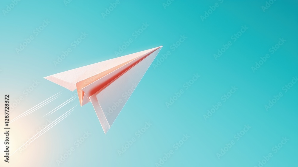 A paper plane soaring through a clear blue sky, symbolizing the freedom and limitless possibilities of creative thinking. A paper plane soaring through a clear blue sky, symbolizing the freedom and limitless possibilities of creative thinking.