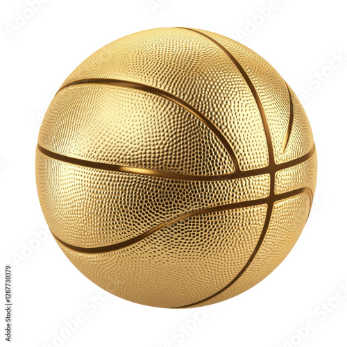 Golden Basketball on White on transparent background.