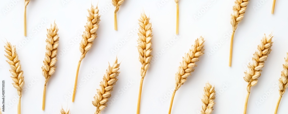 Wheat Stalks on White Background for Agriculture and Food Themes