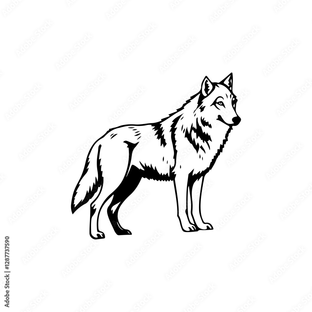 Fototapeta premium Wolf icon silhouette vector illustration on white background 