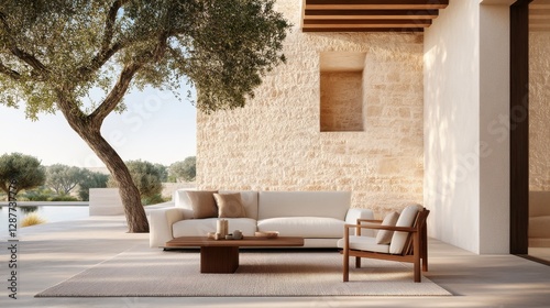 Outdoor patio furniture, sunny Mediterranean style