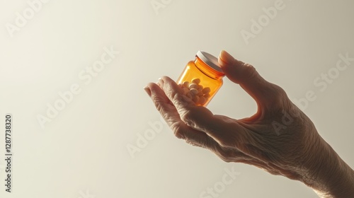 Dementia symptoms in an elderly woman forgetting to take her medication. Featuring forgetfulness and concern