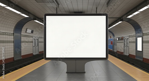 Mockup billboard in the subway, stock image, front view, mock up blank, 3d rendering