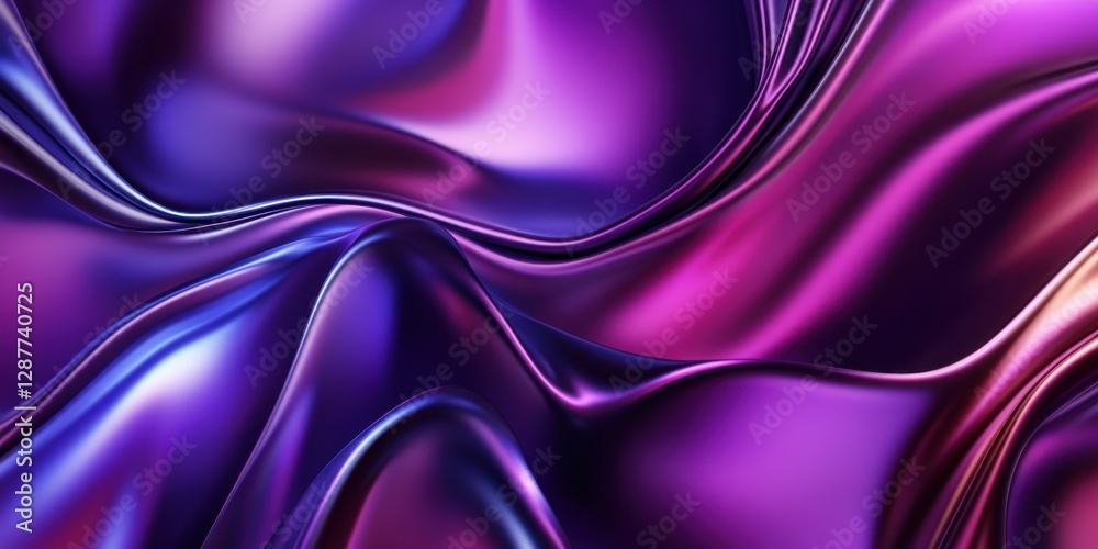 Obraz premium Colorful silk fabric waves create a stunning visual effect with deep purples and blues