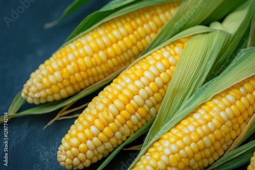 Wallpaper Mural Three ears of fresh yellow corn with green leaves Torontodigital.ca