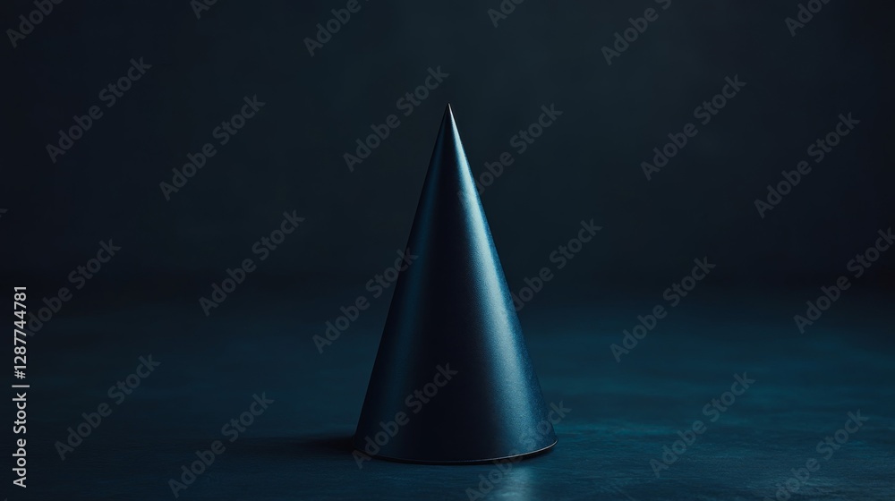 Fototapeta premium Dark Blue Metallic Cone on Dark Background