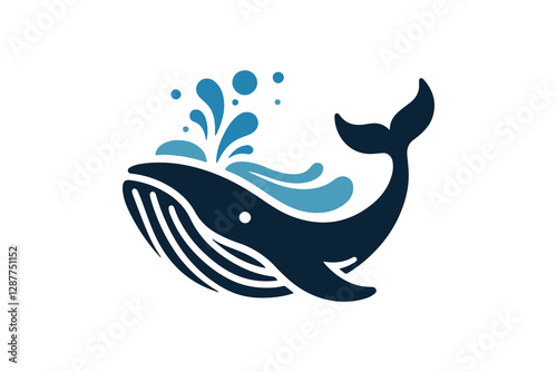color vector icon of a Blue whale , isolated on white background