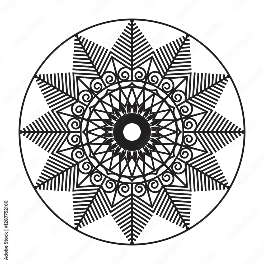 Fototapeta premium Black and white mandala decorative pattern vector design.