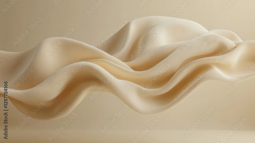 Obraz premium Beige Fabric Wave Abstract 3D Render