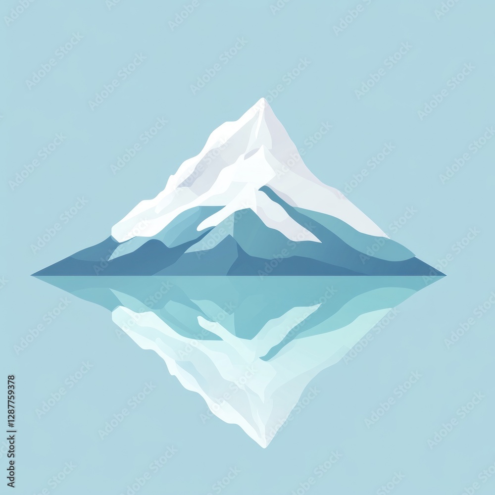 Fototapeta premium Snowy Mountain Reflecting in Calm Water