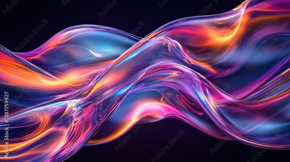 Naklejka premium Abstract Background with Neon Organic Spectrum Effects Concept. Colorful Abstract Waves with Fluid Motion and Bright Light Reflections