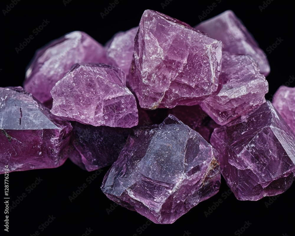 Fototapeta premium A pile of rough, uncut amethyst crystals.