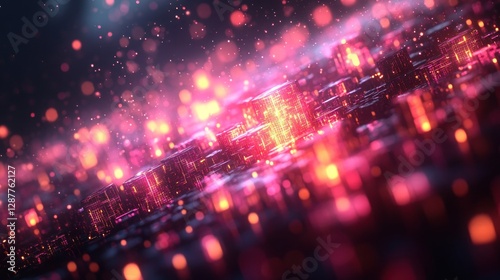 Wallpaper Mural Abstract glowing city, vibrant energy, digital art Torontodigital.ca