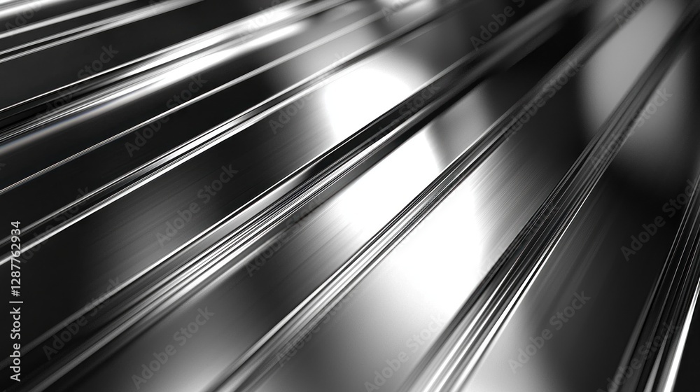 Steel panels reflect light, creating geometric patterns for industrial construction