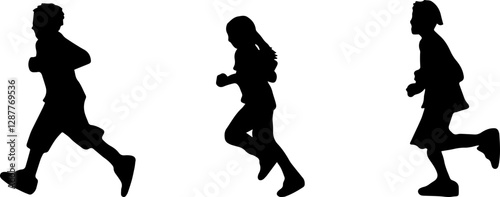 child kids run silhouette