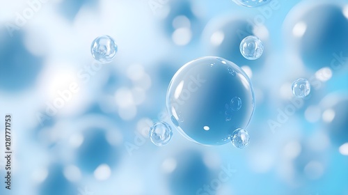 Wallpaper Mural Abstract Water Droplets in Bright Blue Background | Tranquil and Refreshing Atmosphere Torontodigital.ca