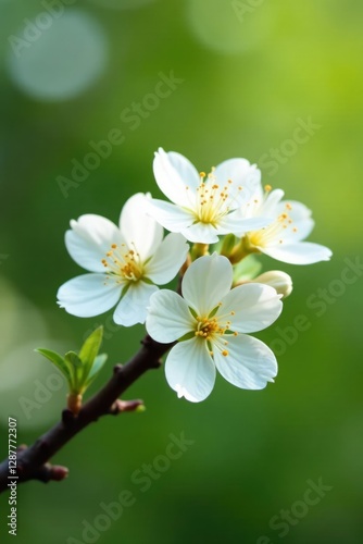 Delicate white flowers on a macadamia tree branch, nature, flowers