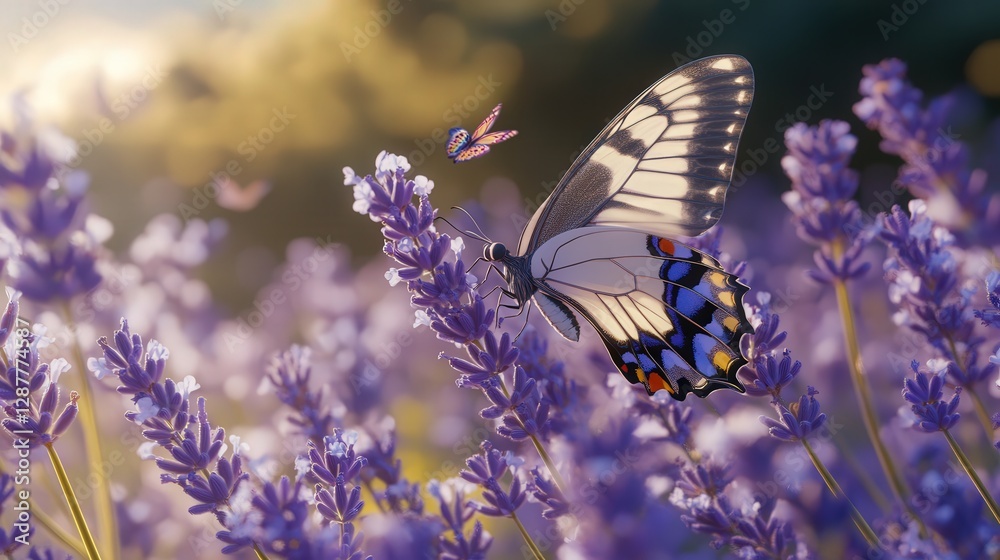 soft lavender bloom with petals that flutter in the wind like butterfly wings. soft lavender bloom with petals that flutter in the wind like butterfly wings.