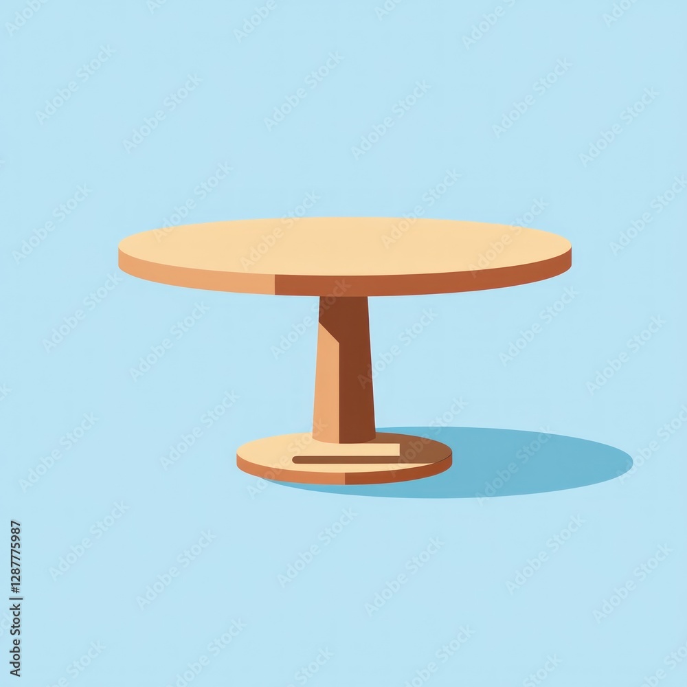 Round Wooden Table Illustration Round Wooden Table Illustration