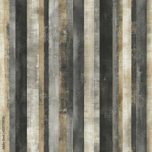 Distressed wooden panel pattern. Vertical rustic planks of aged timber. Background of interior design
