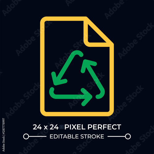 Paper sheet with recycling symbol dark color line ui icon. Importance of material reusing. Sustainability in manufacture. Vector duotone outline symbol isolated. User interface element, pixel perfect