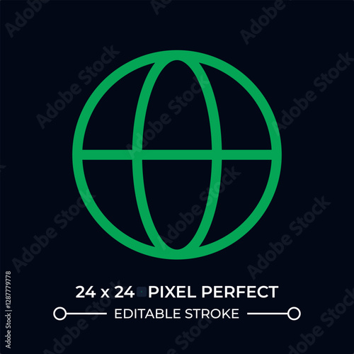 Internet connection dark color line ui icon. Earth globe with grid network. World communication symbol. Connection technology. Vector outline symbol isolated. User interface element, pixel perfect