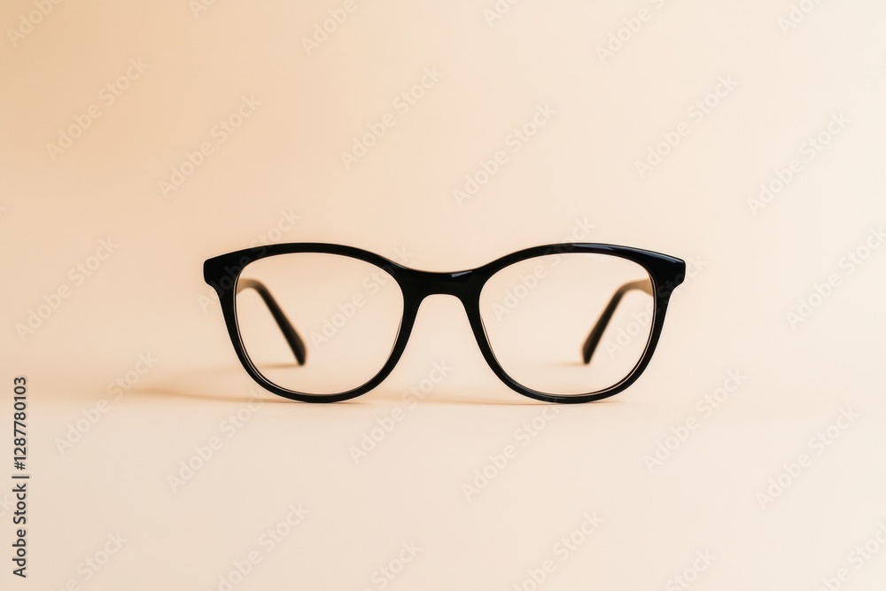 A Pair Of Stylish Black Rimmed Glasses On A Plain Background A Pair Of Stylish Black Rimmed Glasses On A Plain Background