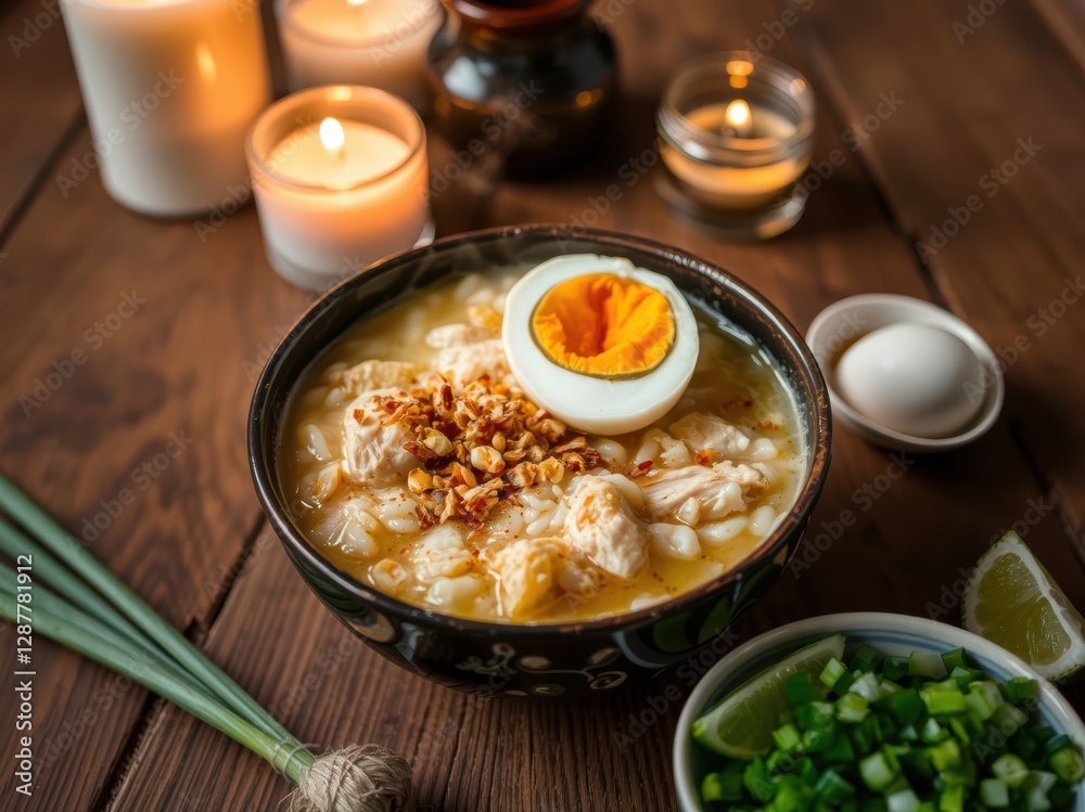 Chicken Arroz Caldo with Hard Boiled Egg Chicken Arroz Caldo with Hard Boiled Egg