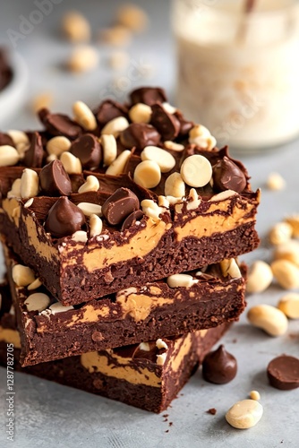 Brownies with peanut butter and chocolate drops