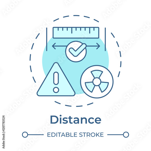 Distance principle soft blue concept icon. Importance of maintaining safe space. Radiation exposure. Round shape line illustration. Abstract idea. Graphic design. Easy to use in article