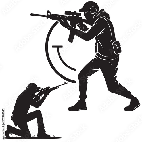 silhouette of a man with a gun
