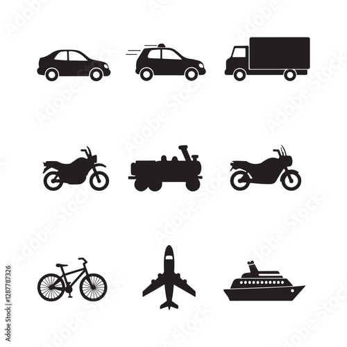 Wallpaper Mural transportation vehicles  icon set silhouette vector car bus train airplane transport  design illustrations Torontodigital.ca