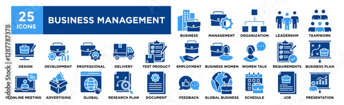 Business Management icon collection set. Containing design Business, Business Management, Organization, Leadership, Teamwork	