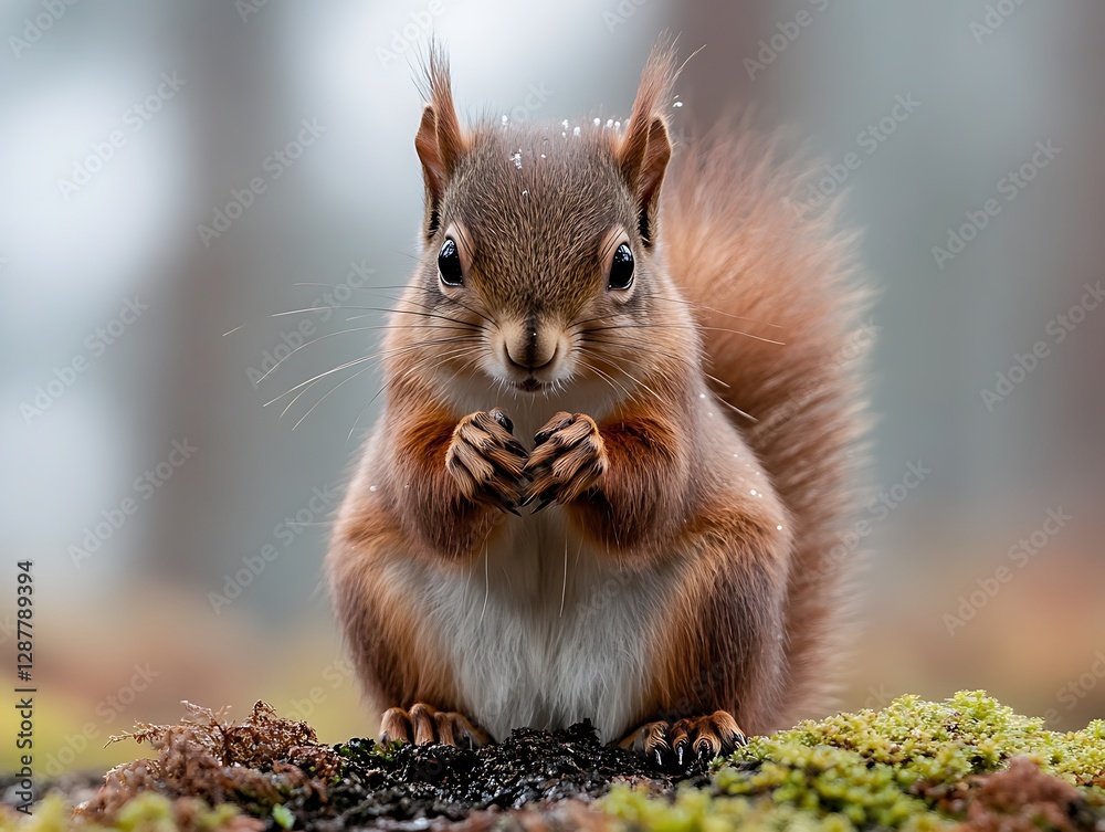 Fototapeta premium Red Squirrel in Winter Forest