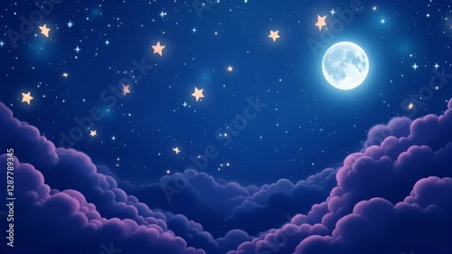 flying through the clouds in the sky, night full of clouds, stars and moon and mesmerizing glowing moon over a beautiful cloudscape in the night video
