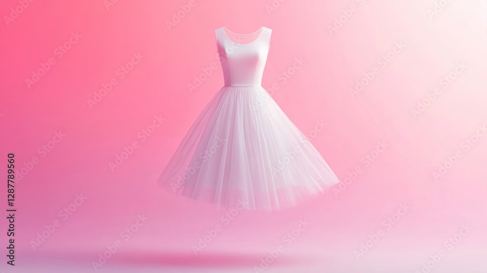 Obraz premium White Dress on Pink Background