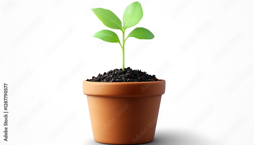 Growing plant in terracotta pot Growing plant in terracotta pot