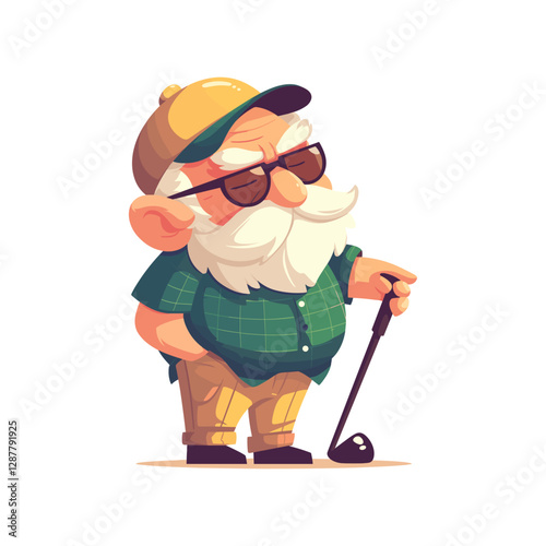 Senior man playing golf Old Man in Uniform Playing Golf Golfer Man Cartoon Vector Illustration For themes of sports, leisure, and senior activities active aging.