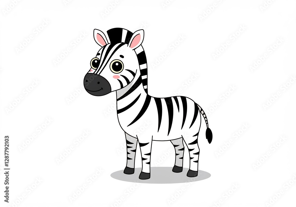 Adorable cartoon zebra stands playfully. AI Generated Adorable cartoon zebra stands playfully. AI Generated