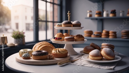Still Life with Cake, Bakery, and Tea