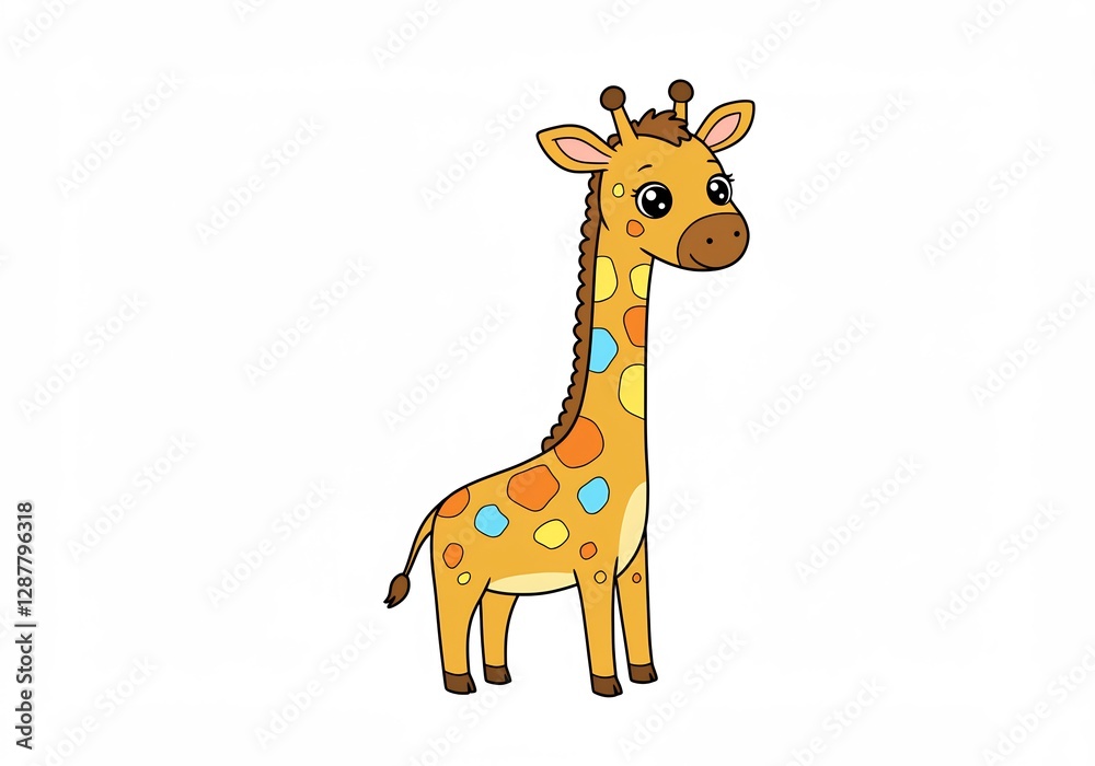 Cute Giraffe Cartoon Soft Colors. AI Generated Cute Giraffe Cartoon Soft Colors. AI Generated