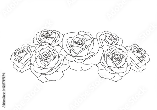 Elegant line art roses softly arranged. AI Generated