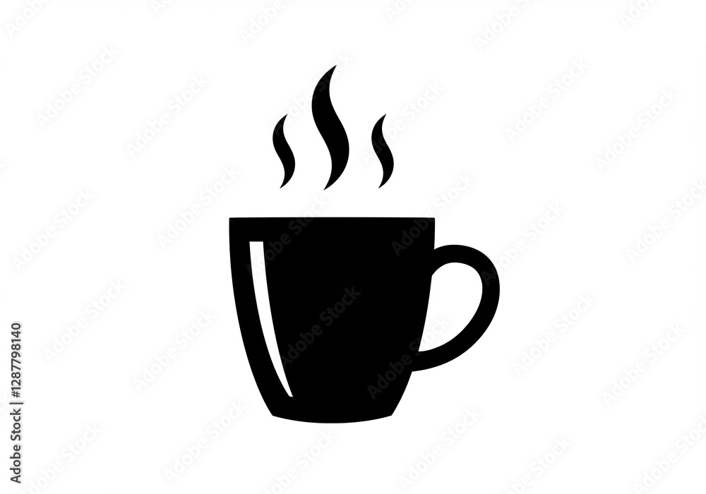 Steaming Coffee Mug Simple Icon Graphic. AI Generated Steaming Coffee Mug Simple Icon Graphic. AI Generated